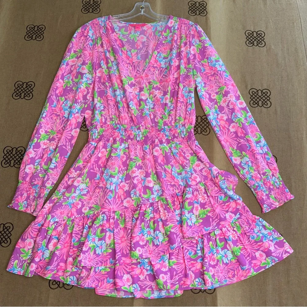 Lilly Pulitzer Cristiana Stretch Dress Moms The Word Amethyst Size 12 - Picture 2 of 16